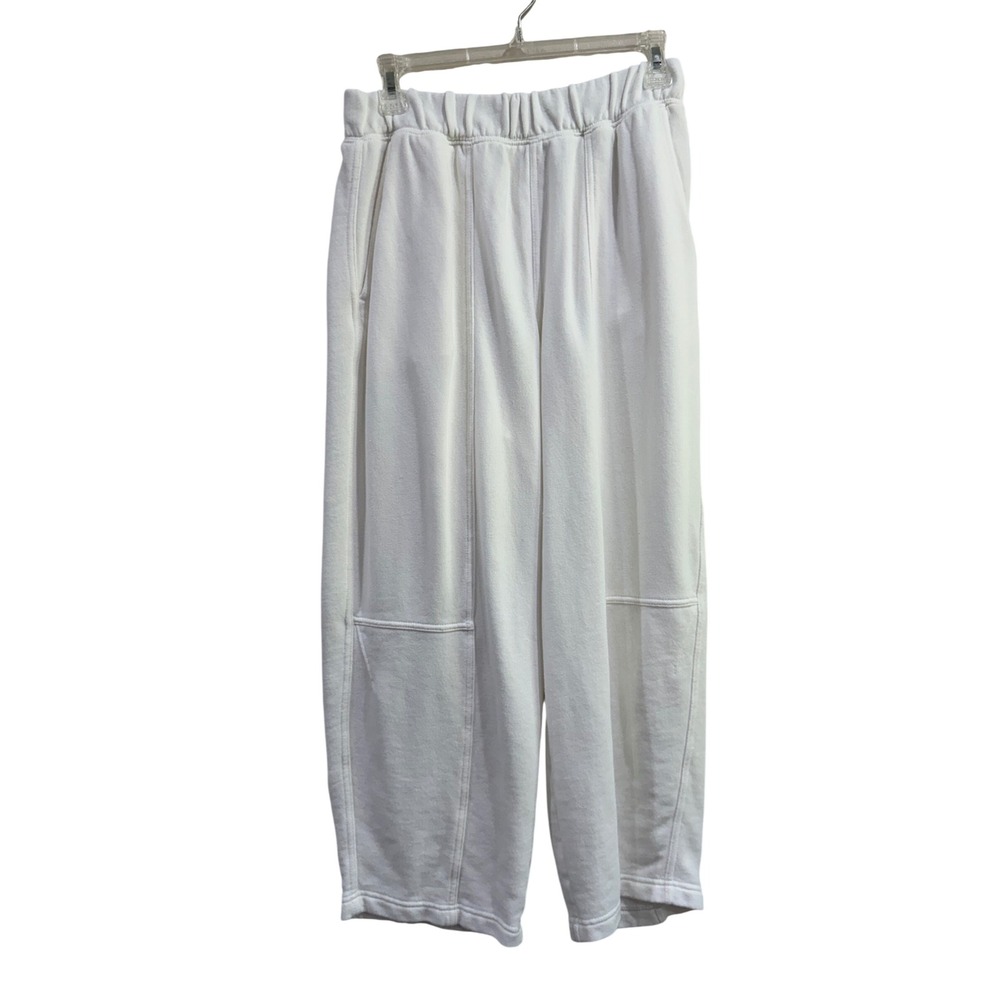 Aerie White Wide Leg Seam Detail Sweatpants Relaxed Barrell Cropped Pants Small